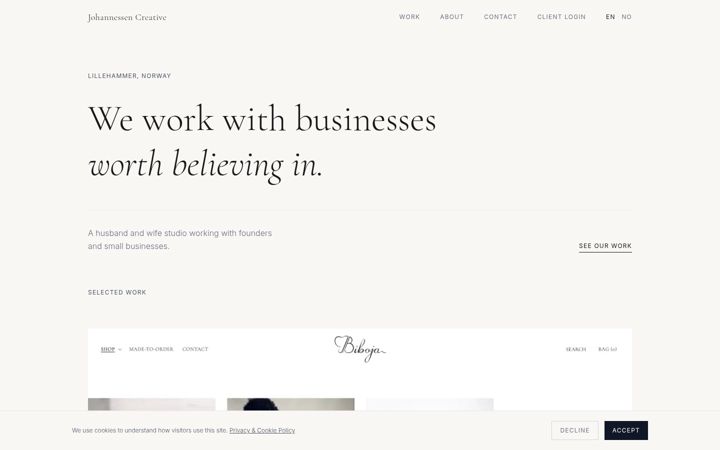 Screenshot of johannessencreative.com