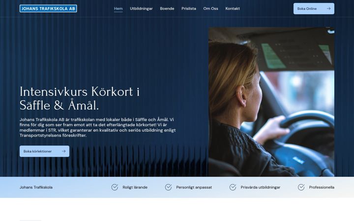 Screenshot of johanstrafikskola.se