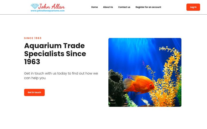 Screenshot of johnallanaquariums.com