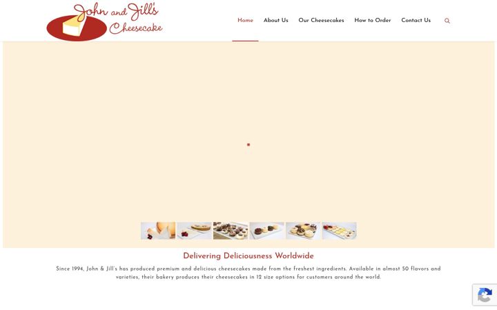 Screenshot of johnandjillscheesecake.com