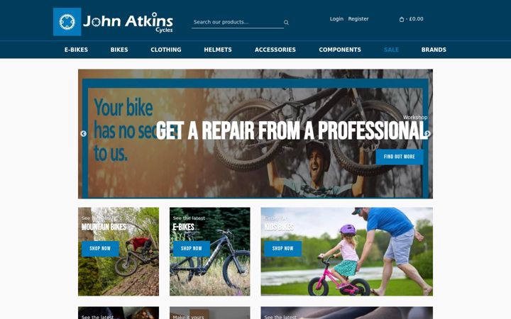 Captura de ecrã de johnatkinscycles.co.uk