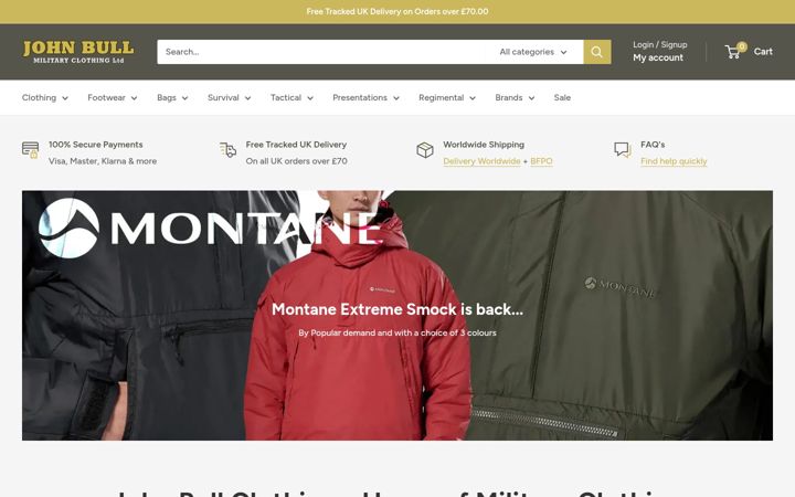 Screenshot of johnbullclothing.com