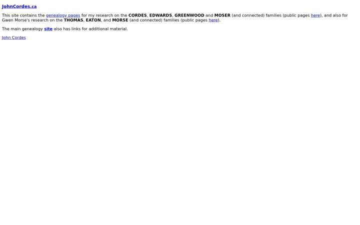Screenshot of johncordes.ca