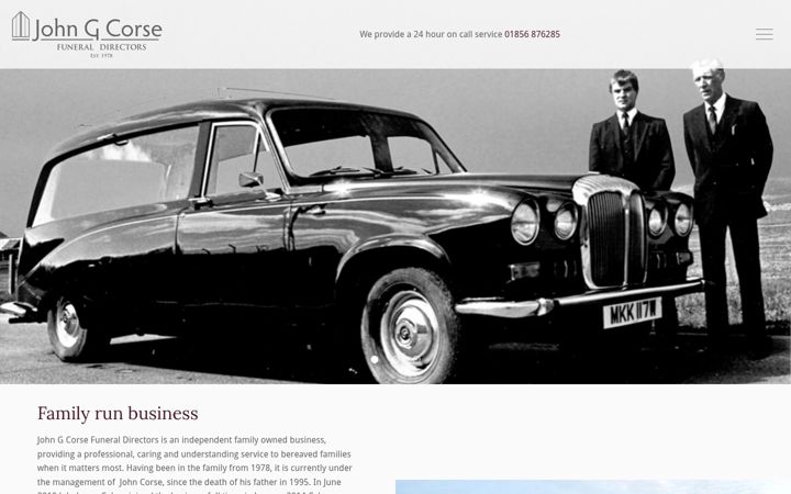 Screenshot of johncorsefunerals.co.uk