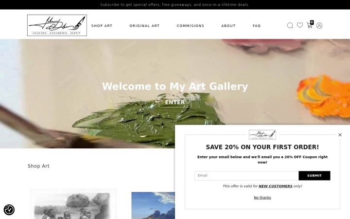 Screenshot of johndobinart.com