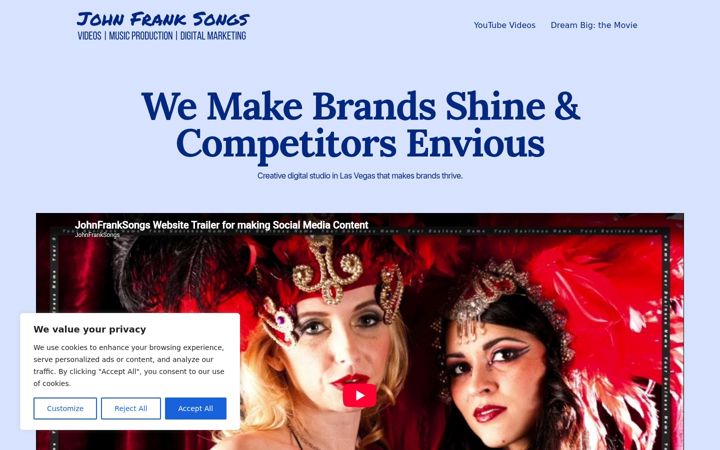 Screenshot of johnfranksongs.com