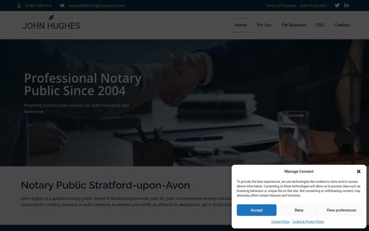 Screenshot of johnhughesnotary.com