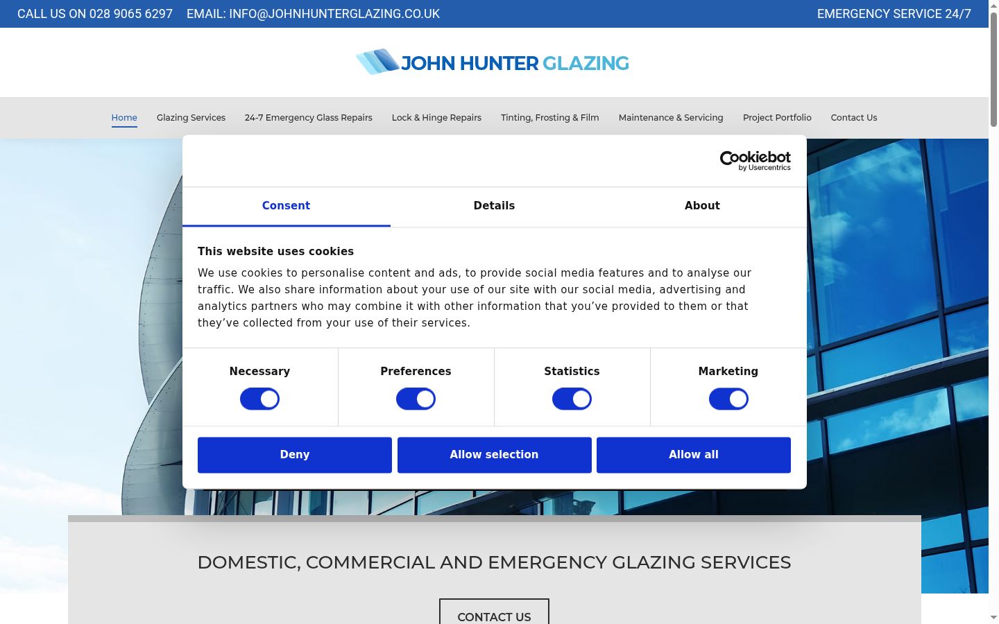 Screenshot of the consent banner shown before any interaction