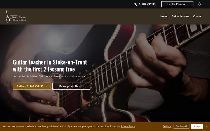 Screenshot of johnlambertguitartuition.co.uk