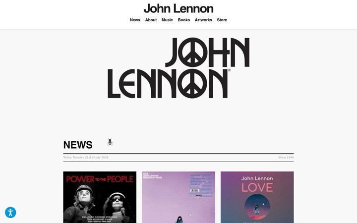 Screenshot of johnlennon.com
