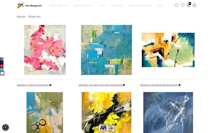 Screenshot of johnmangelsart.com