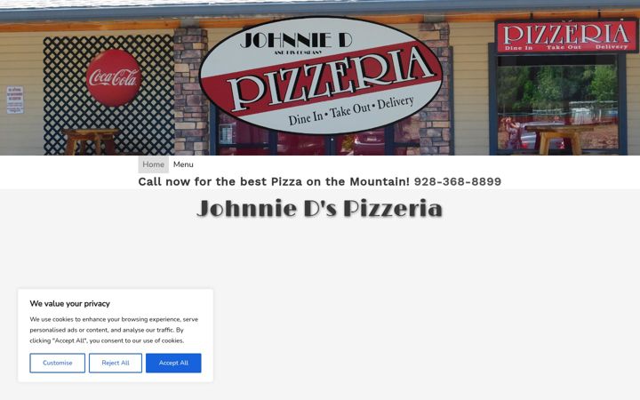 Screenshot of johnniedspizzeria.com