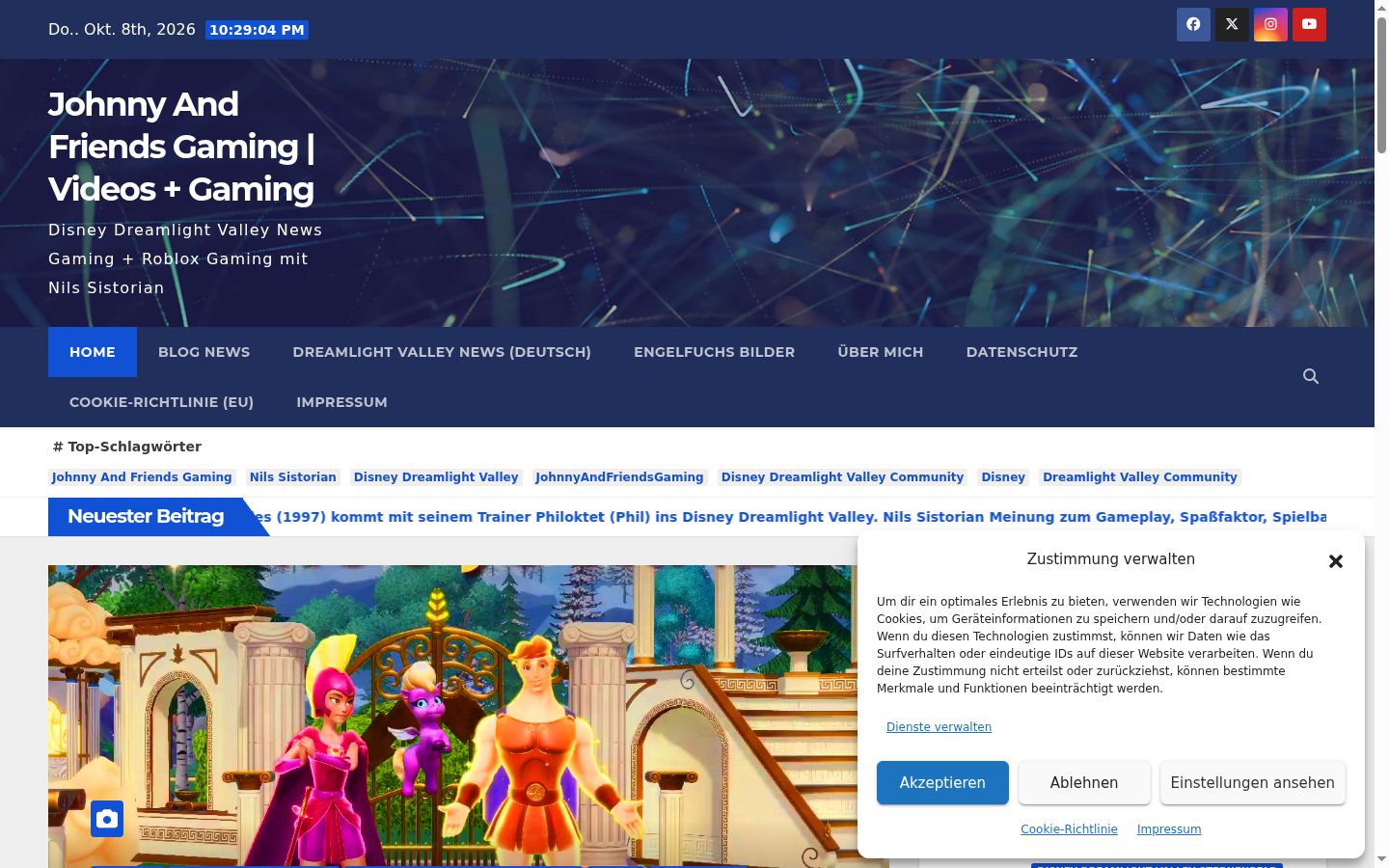 Screenshot des Einwilligungsbanners vor jeglicher Interaktion