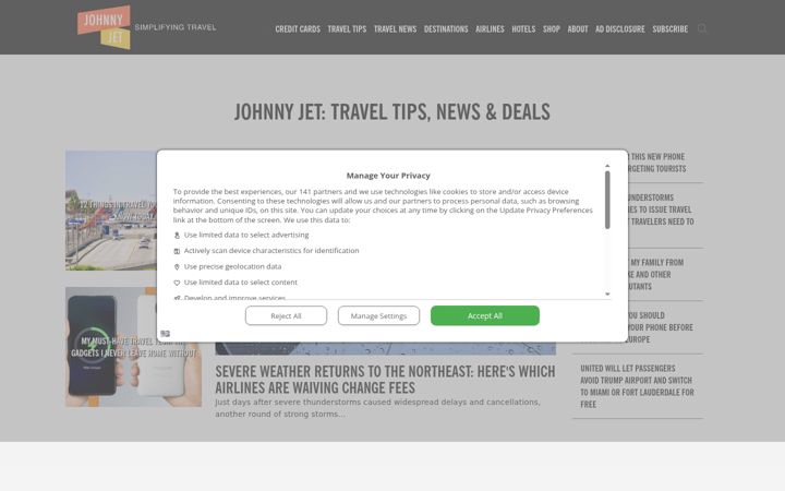 Screenshot ta' johnnyjet.com