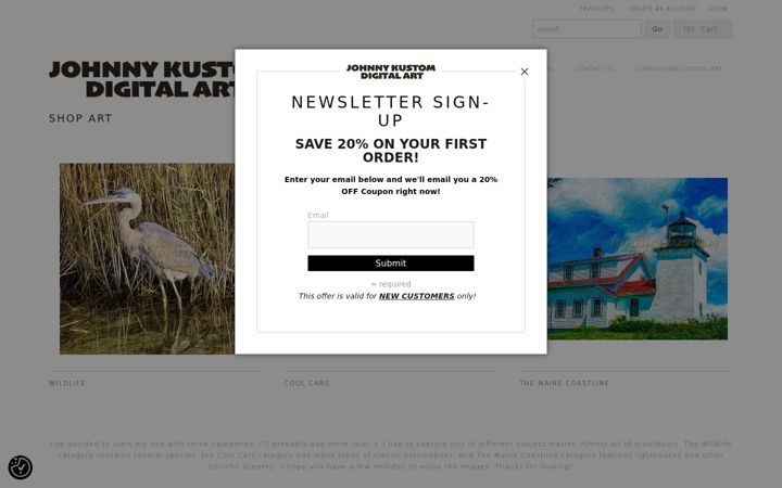 Screenshot of johnnykustomdigitalart.com