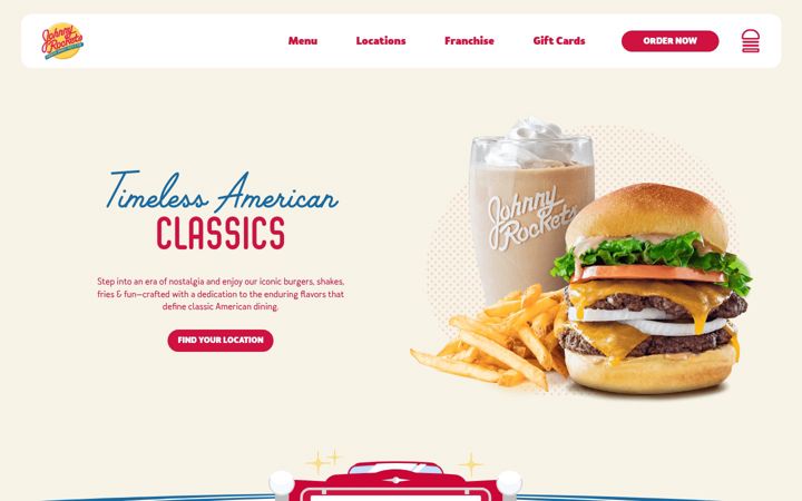 Screenshot of johnnyrockets.com