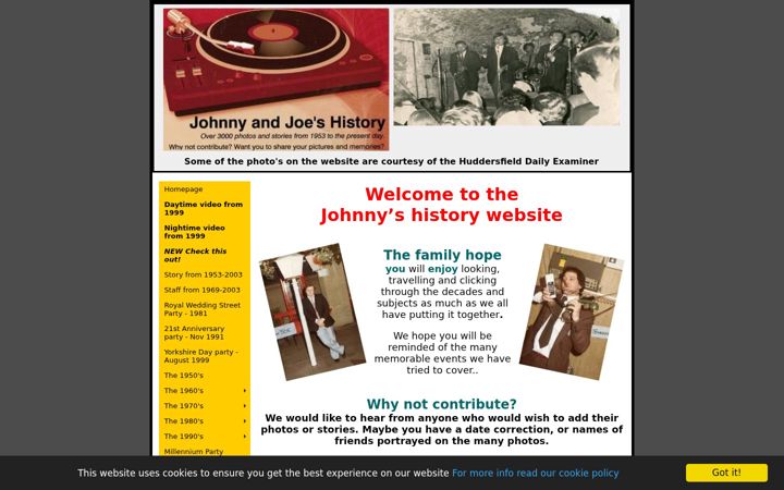 Screenshot of johnnyshistory.com