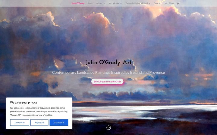 Screenshot of johnogradypaintings.com