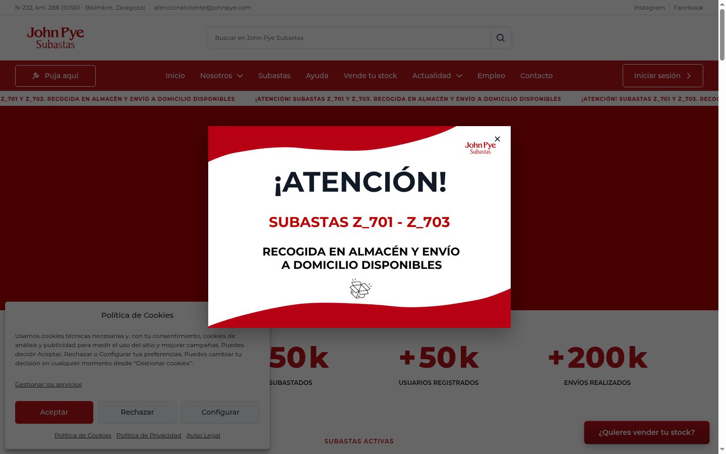 Captura de pantalla del banner de consentimiento mostrado antes de cualquier interacción
