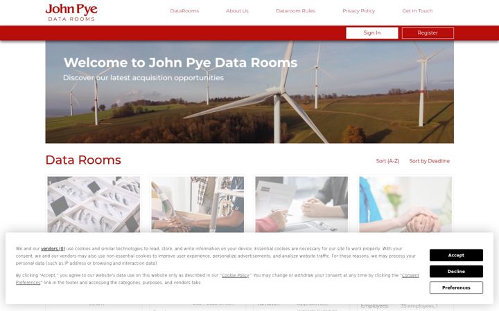 Screenshot of johnpyedatarooms.com
