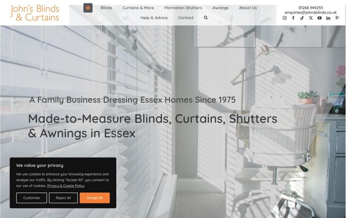 Screenshot of johnsblinds.co.uk