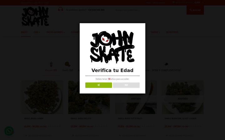 Screenshot of johnskatecbd.com