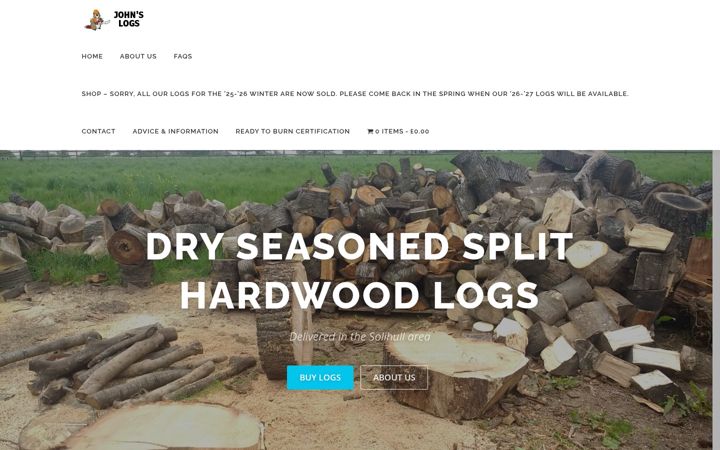 Screenshot of johnslogssolihull.co.uk