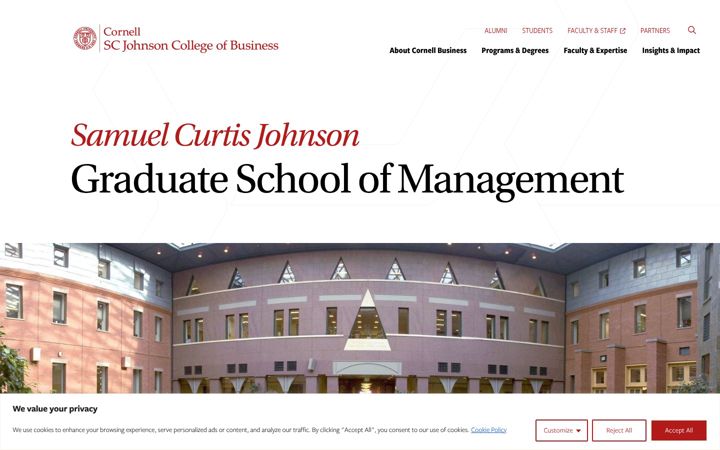 Screenshot of johnson.cornell.edu