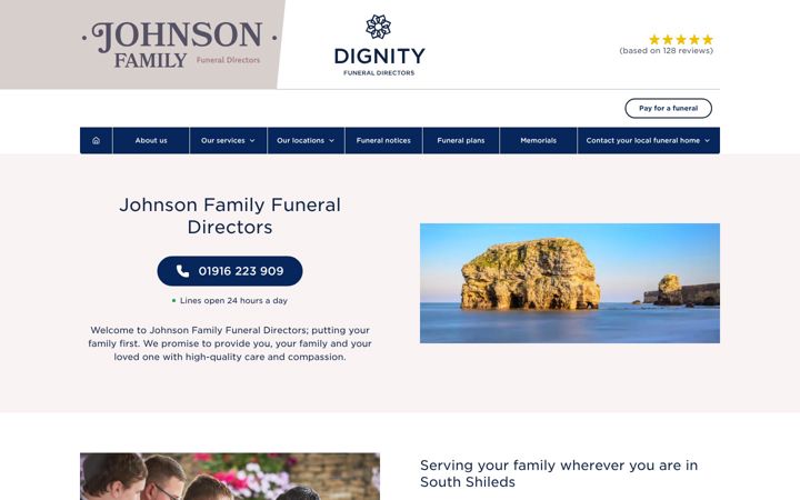 Screenshot of johnsonfamilyfunerals.co.uk