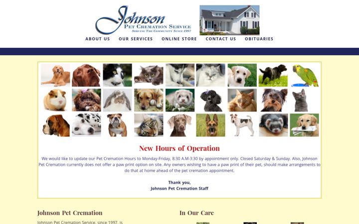 Screenshot του johnsonpetcremation.com