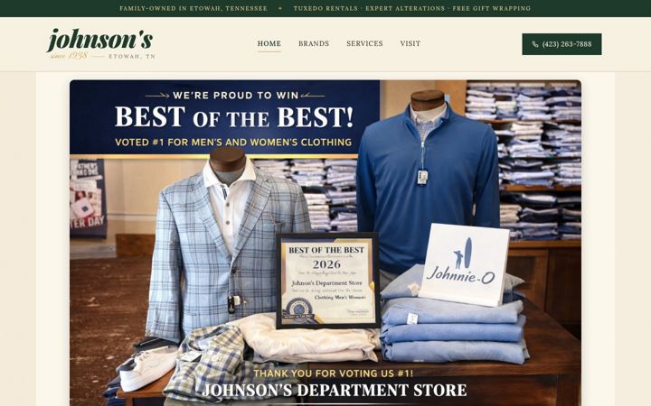 Screenshot του johnsonsdepartmentstore.com