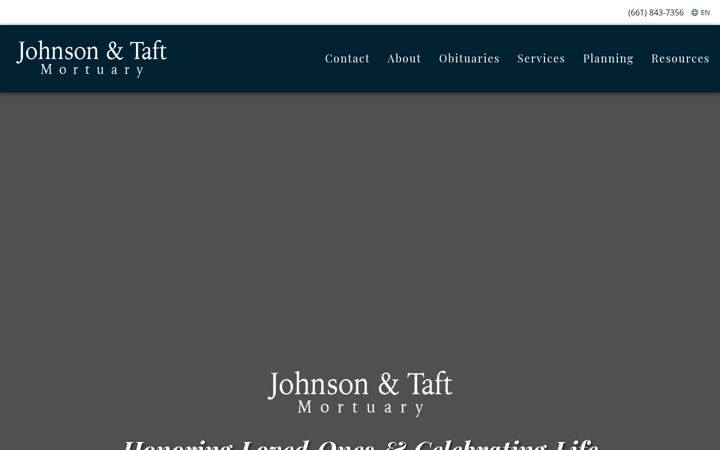 Screenshot of johnsontaftmortuary.com