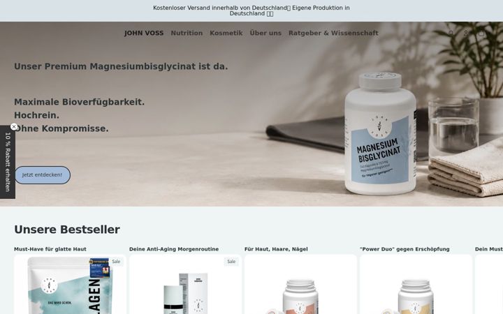 Screenshot of johnvosscosmetics.com