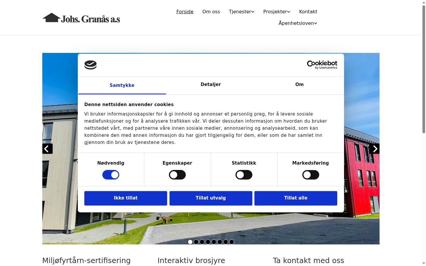 Ekrānuzņēmums ar piekrišanas baneri, kas tika rādīts pirms jebkādas mijiedarbības