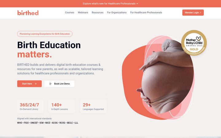 Screenshot of joinbirthed.com