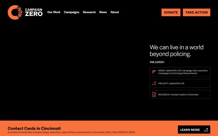 Screenshot of joincampaignzero.org