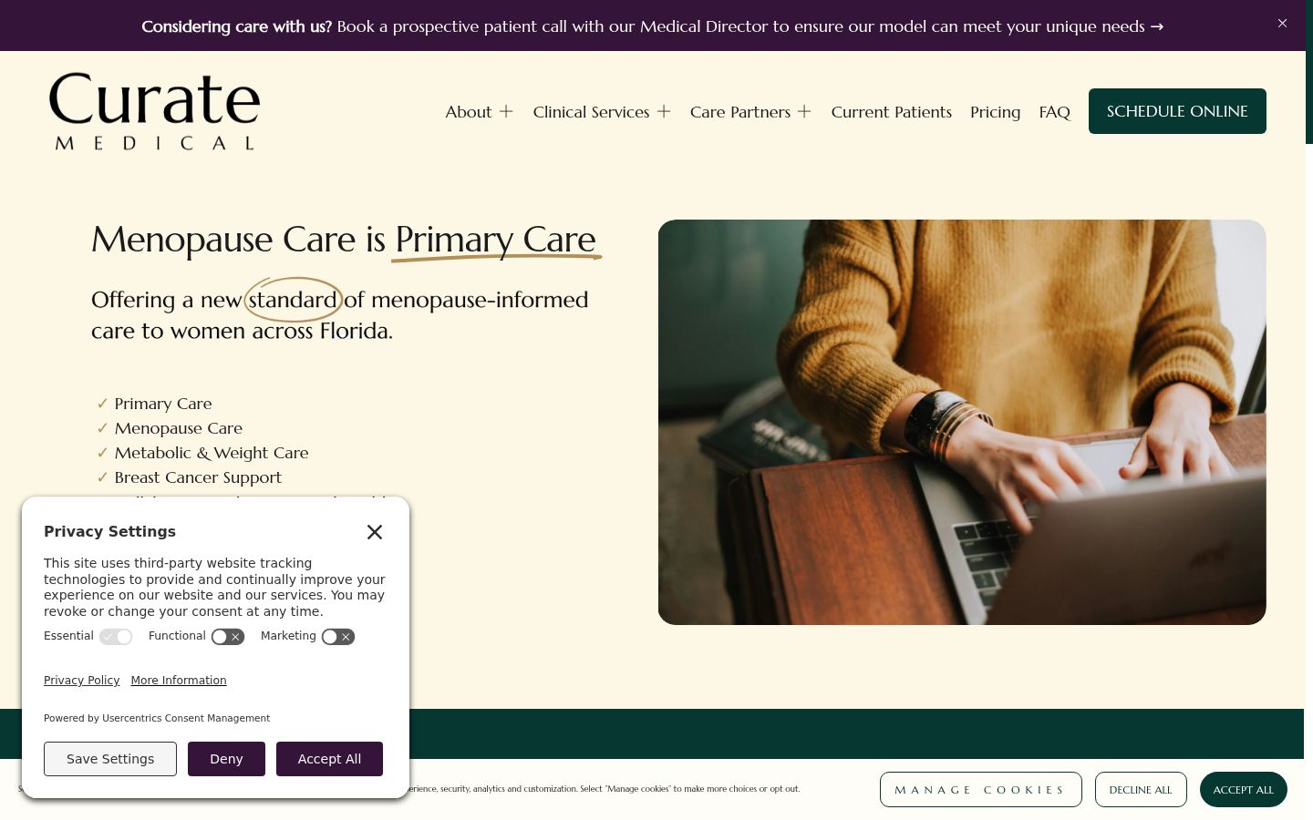 Screenshot of the consent banner shown before any interaction