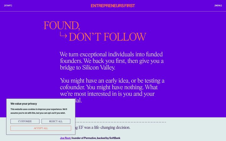 Screenshot of joinef.com