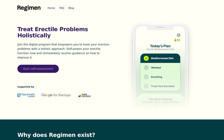 Screenshot of joinregimen.com