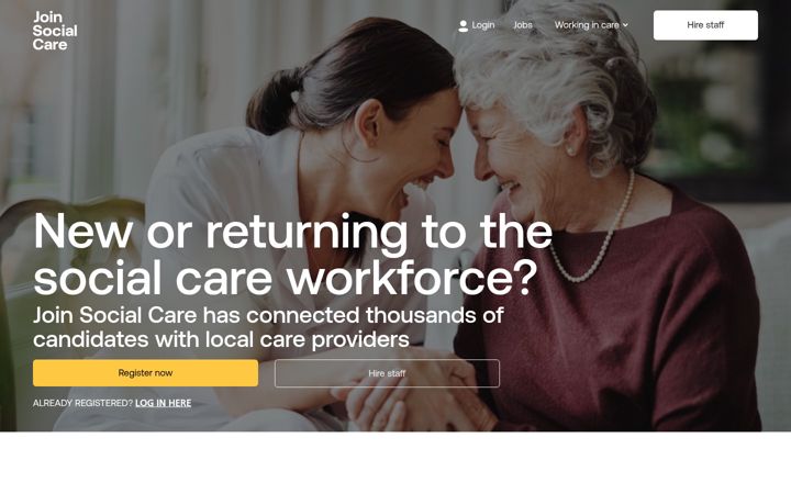 Screenshot of joinsocialcare.co.uk