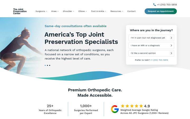 Screenshot of jointpreservationcenter.com