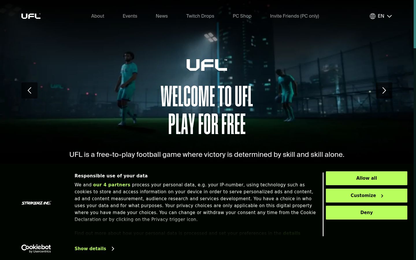 Screenshot del banner di consenso mostrato prima di qualsiasi interazione