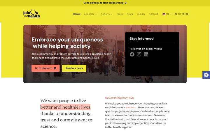 Screenshot of joinus4health.eu