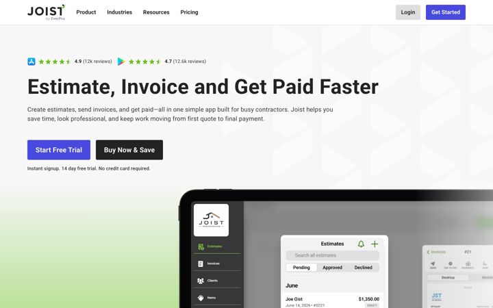 Screenshot of joist.com