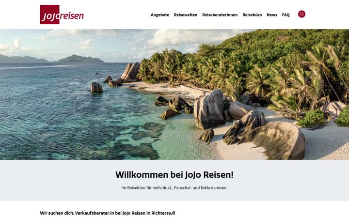 Screenshot of jojo-reisen.ch