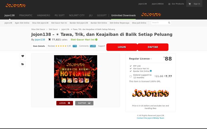 Screenshot of jojon138.com