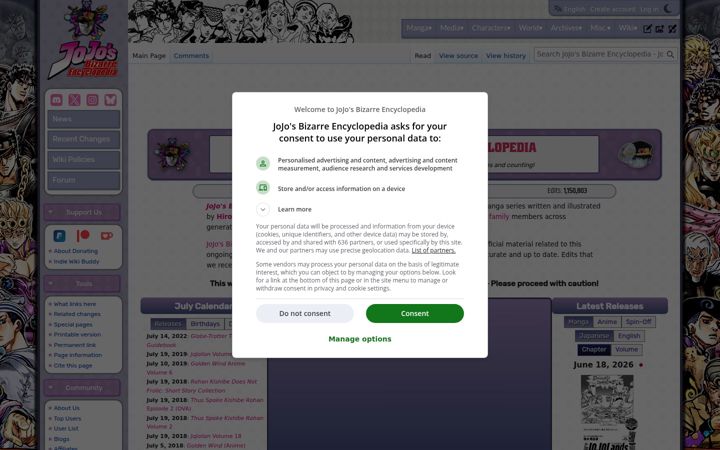 Capture d'écran de jojowiki.com