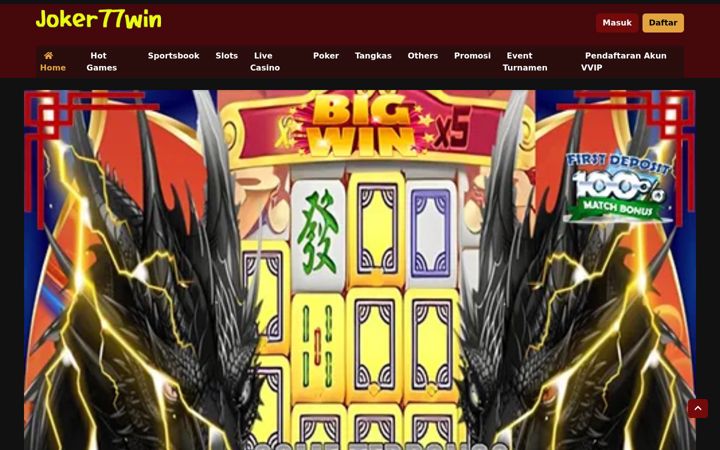 Posnetek zaslona joker77win.net
