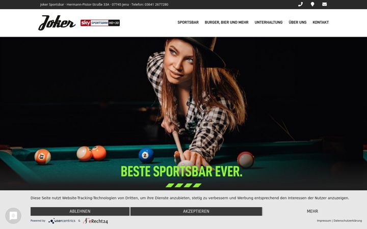 Screenshot of jokersportsbar.com
