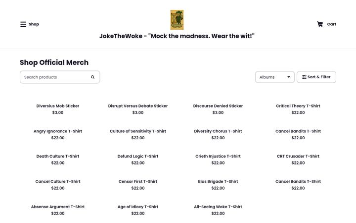 Screenshot of jokethewoke.com